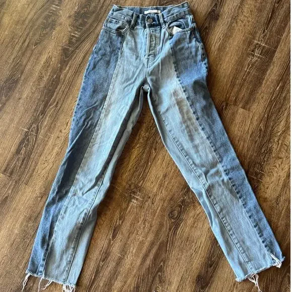PacSun High Rise Straight Two Toned Jeans Size 23L - Picture 3 of 7